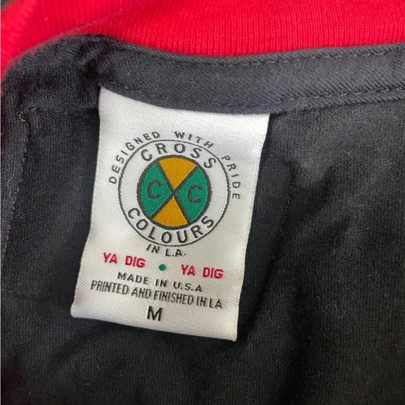 Vintage Y2K Cross Colours "Ya Dig" Colorblock Hip-Hop T-Shirt Size Medium - Picture 8 of 9
